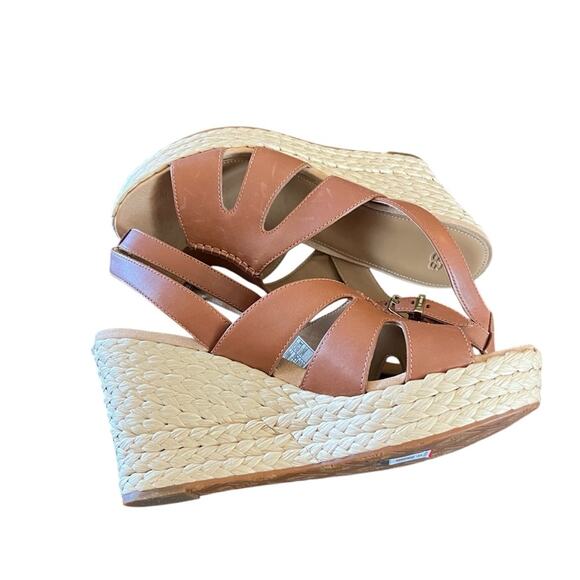 UGG Careena  Leather Ankle-Strap Espadrille Platform Wedge Sandals NEW Size 9.5 - Picture 5 of 8